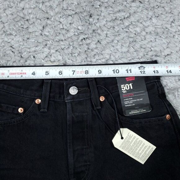 Levi's Premium 501 '81 Mom Jeans Black Distressed Size 25x31 High Rise Tapered - Picture 9 of 12